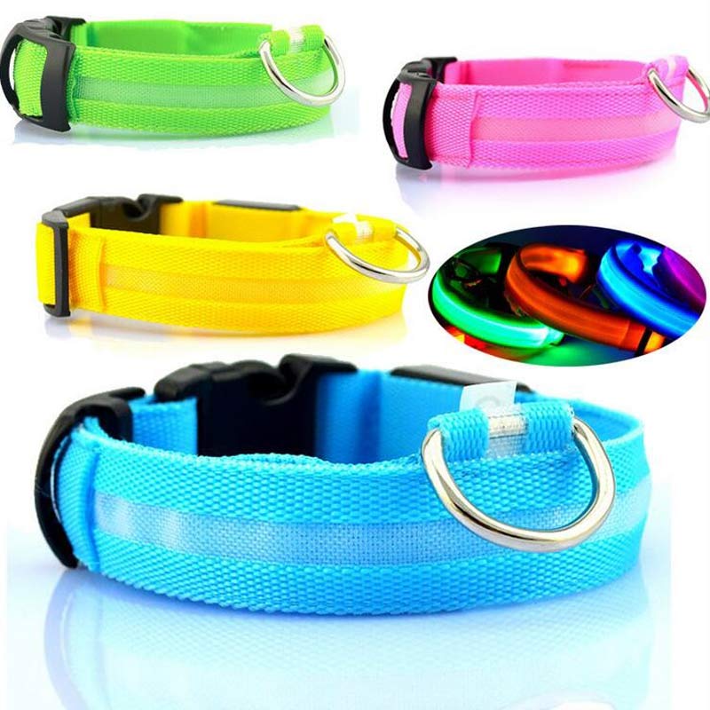 Nylon LED Haustier Hund leuchtendes Halsband Nacht Sicherheit blinkendes Leuchten im Dunkeln Hund Katze Leine verstellbare Heimtierbedarf