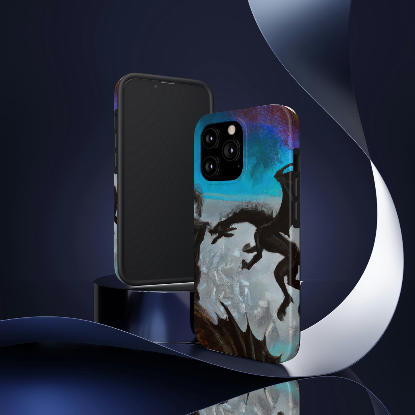 "Clash of Fire and Steel on the Moonlit Cliff" - The Alien Tough Phone Cases