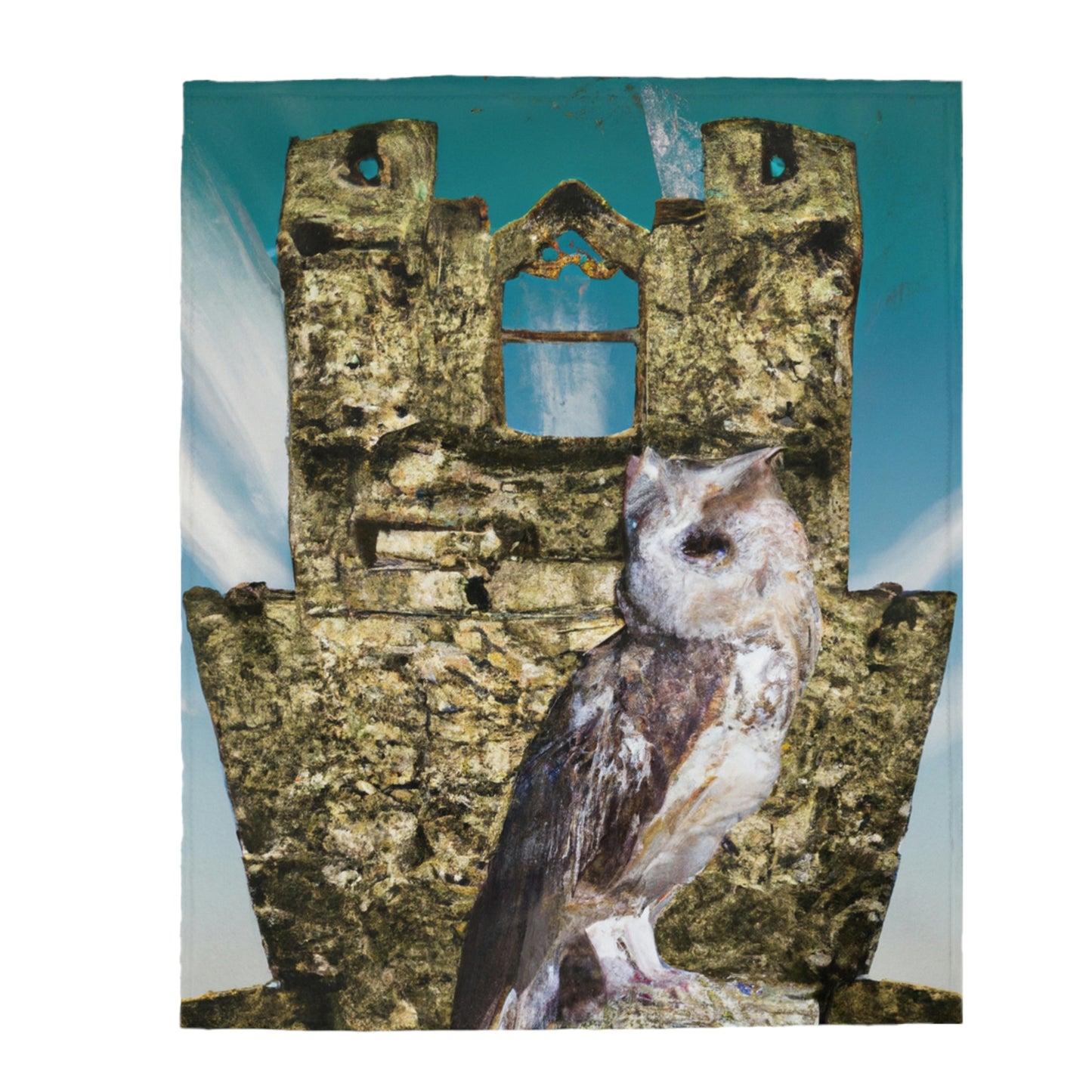 "A Sentinal Among Ruins: An Unstirred Owl's Perch" - The Alien Velveteen Plush Blanket