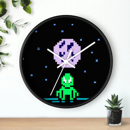 "Lonely Witness of the Night Sky" - The Alien Wall Clock Pixel Art