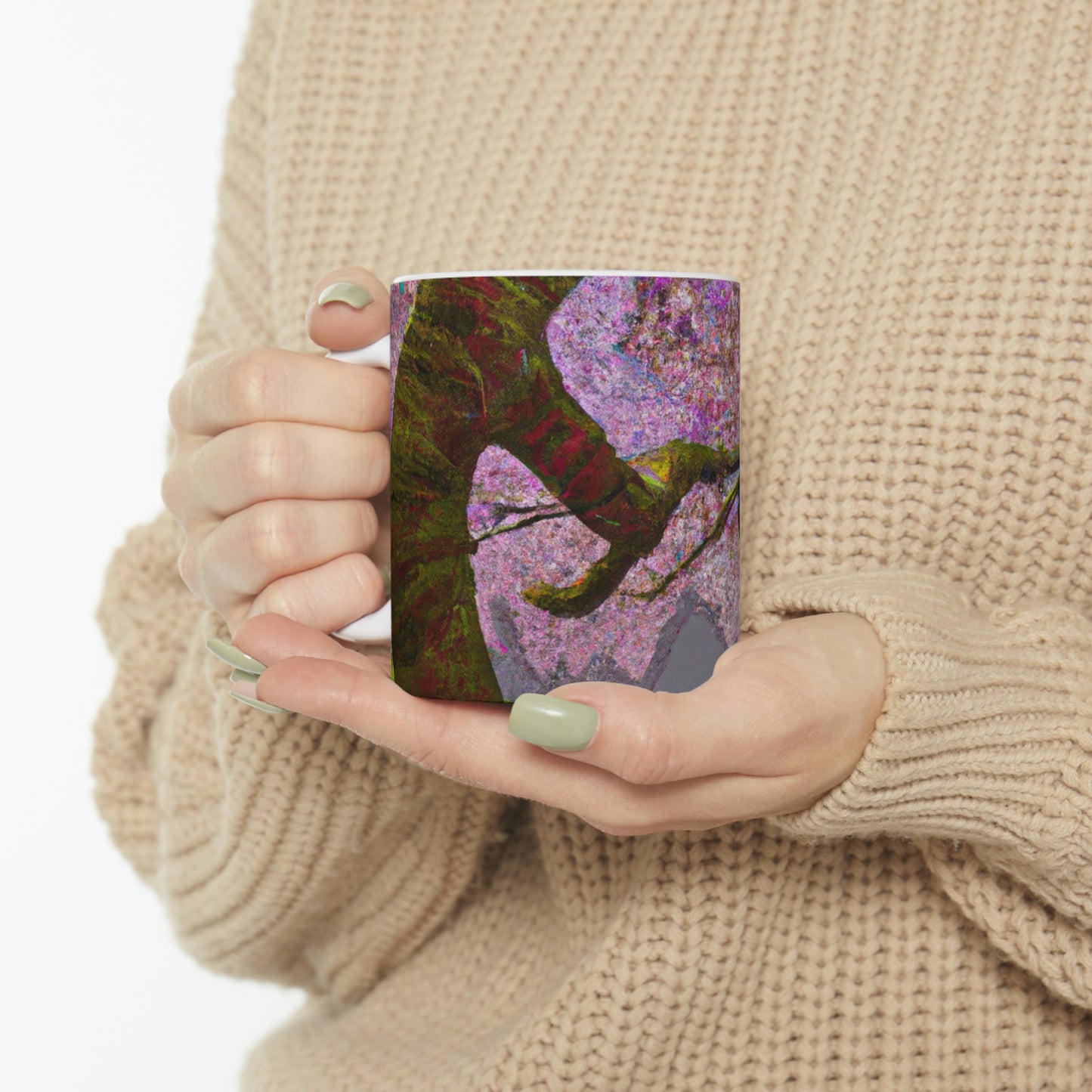 "Ein Moment der Ruhe unter den Kirschblüten" - The Alien Ceramic Mug 11 oz