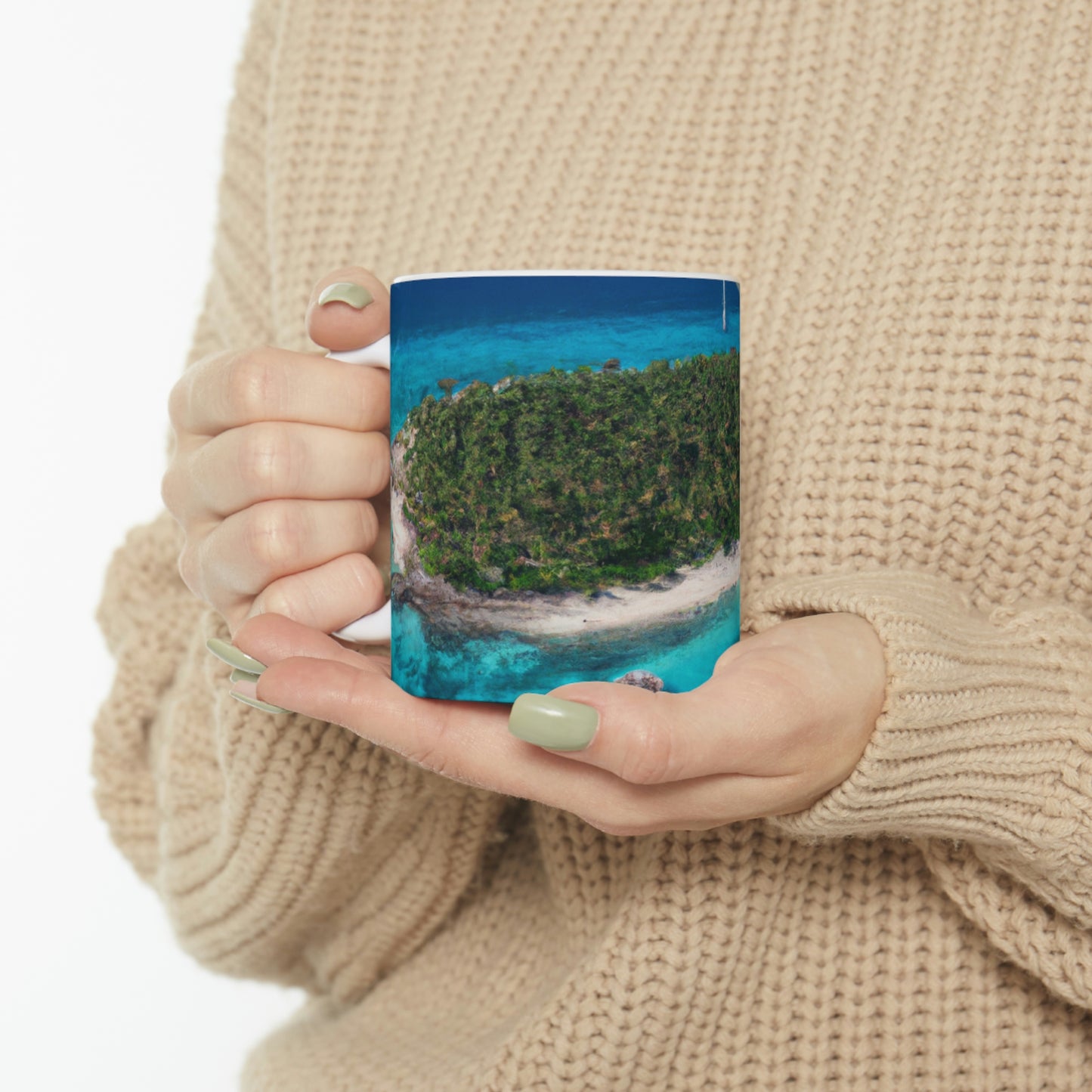 "Exploring Mystery Island by Airship" - The Alien Ceramic Mug 11 oz