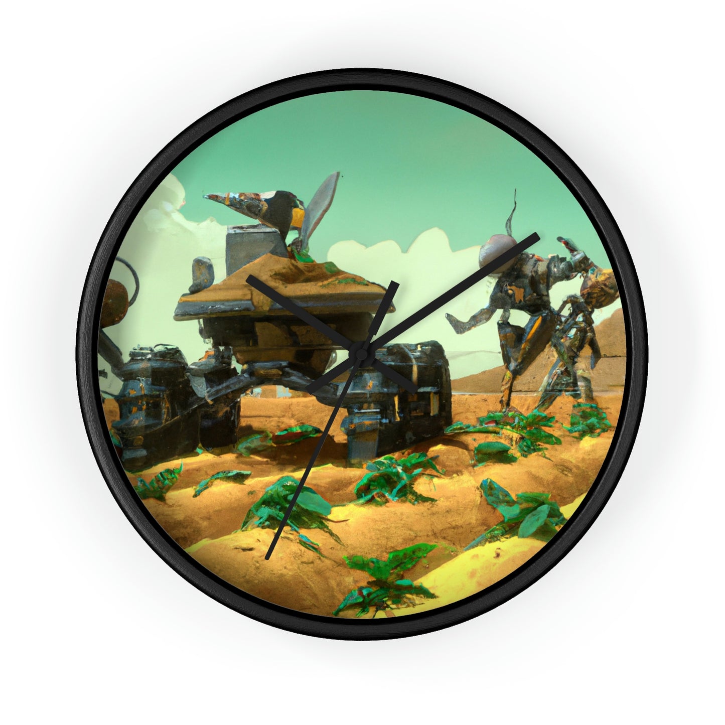 "Harvesting Hope: A Post-Apocalyptic Tale of Robot Farmers" - Die Alien-Wanduhr