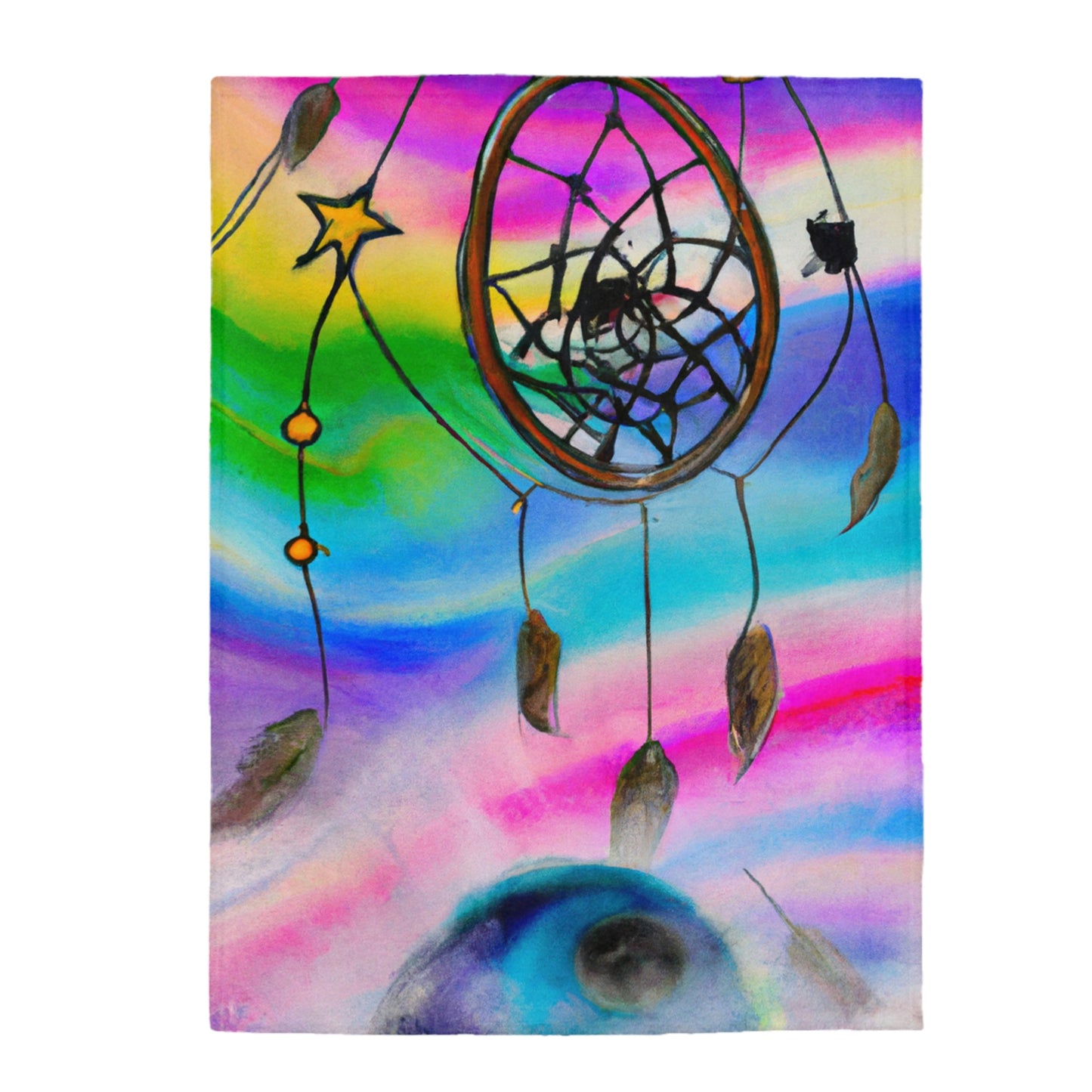 "A Galaxy of Dreams: A Colorful Dreamcatcher Captures Falling Stardust" - La manta de felpa Alien Velveteen