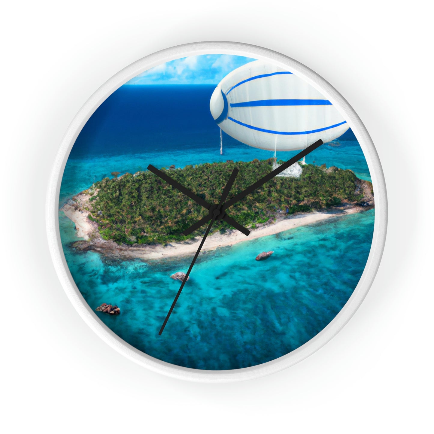 "Exploring Mystery Island by Airship" - The Alien Wall Clock