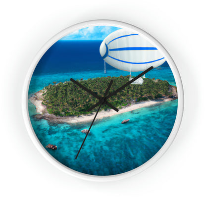 "Exploring Mystery Island by Airship" - The Alien Wall Clock