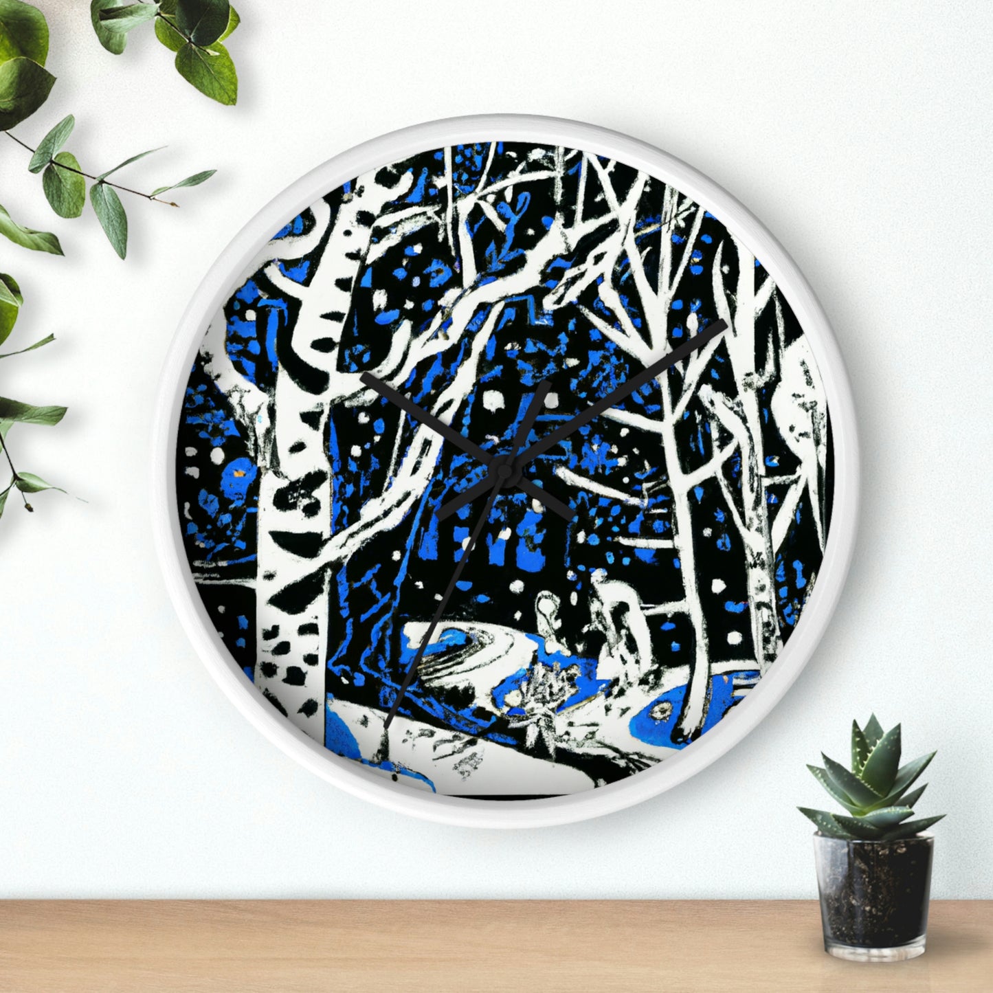 Snowy Forest Night: A Fairytale Odyssey - El reloj de pared alienígena