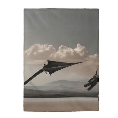 "A Warrior's Last Stand: The Battle Against the Metal Dragon" - The Alien Velveteen Plush Blanket