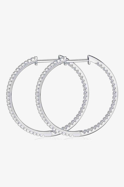 Adored Inlaid Moissanite 925 Sterling Silver Hoop Earrings