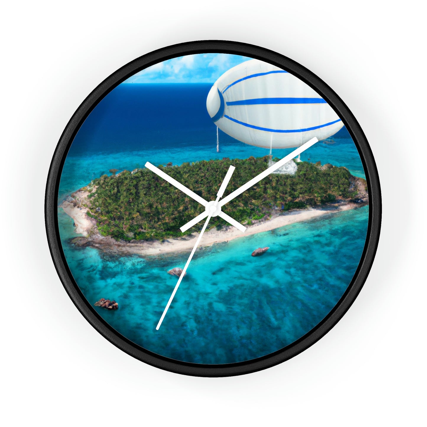 "Exploring Mystery Island by Airship" - The Alien Wall Clock