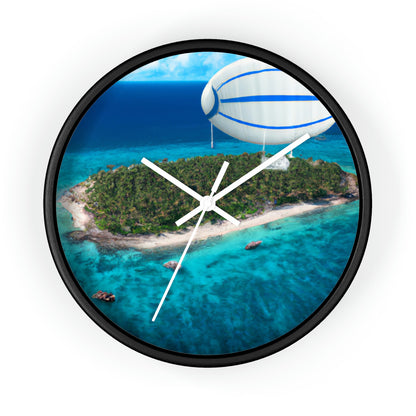 "Explorando Mystery Island en dirigible" - El reloj de pared alienígena