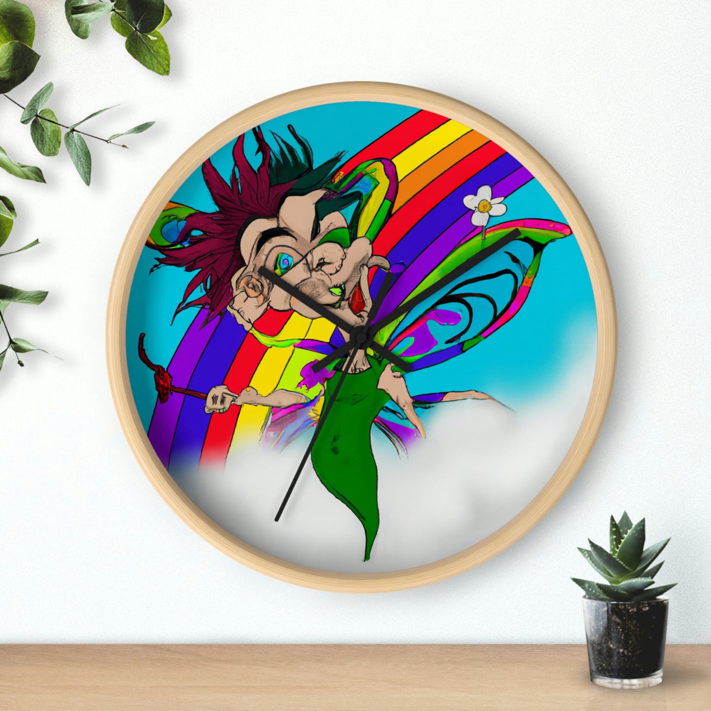 Rainbow Mischief Fairy - The Alien Wall Clock