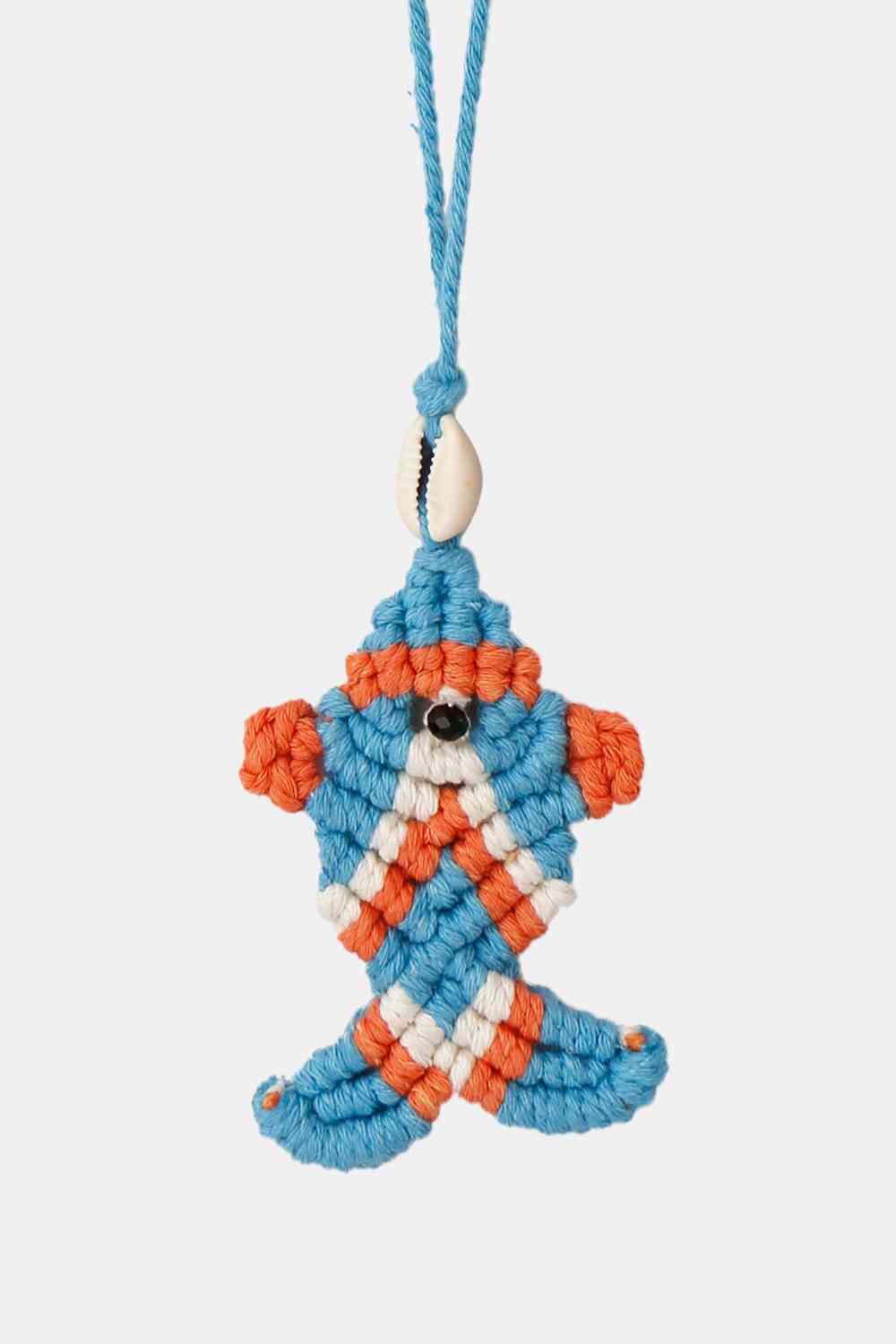 Halskette mit Anhänger aus Baumwollkordel in Fischform