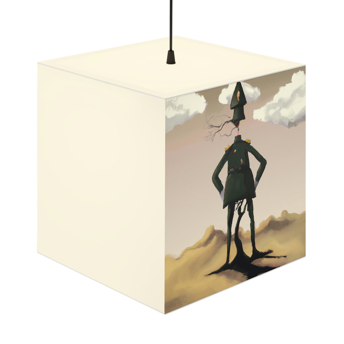 "Courage Against Despair: A Soldier's Triumph" - Die Alien Light Cube Lampe