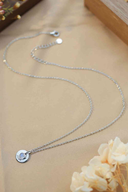 Collar de plata de ley 925 con colgante de corazón de piedra lunar