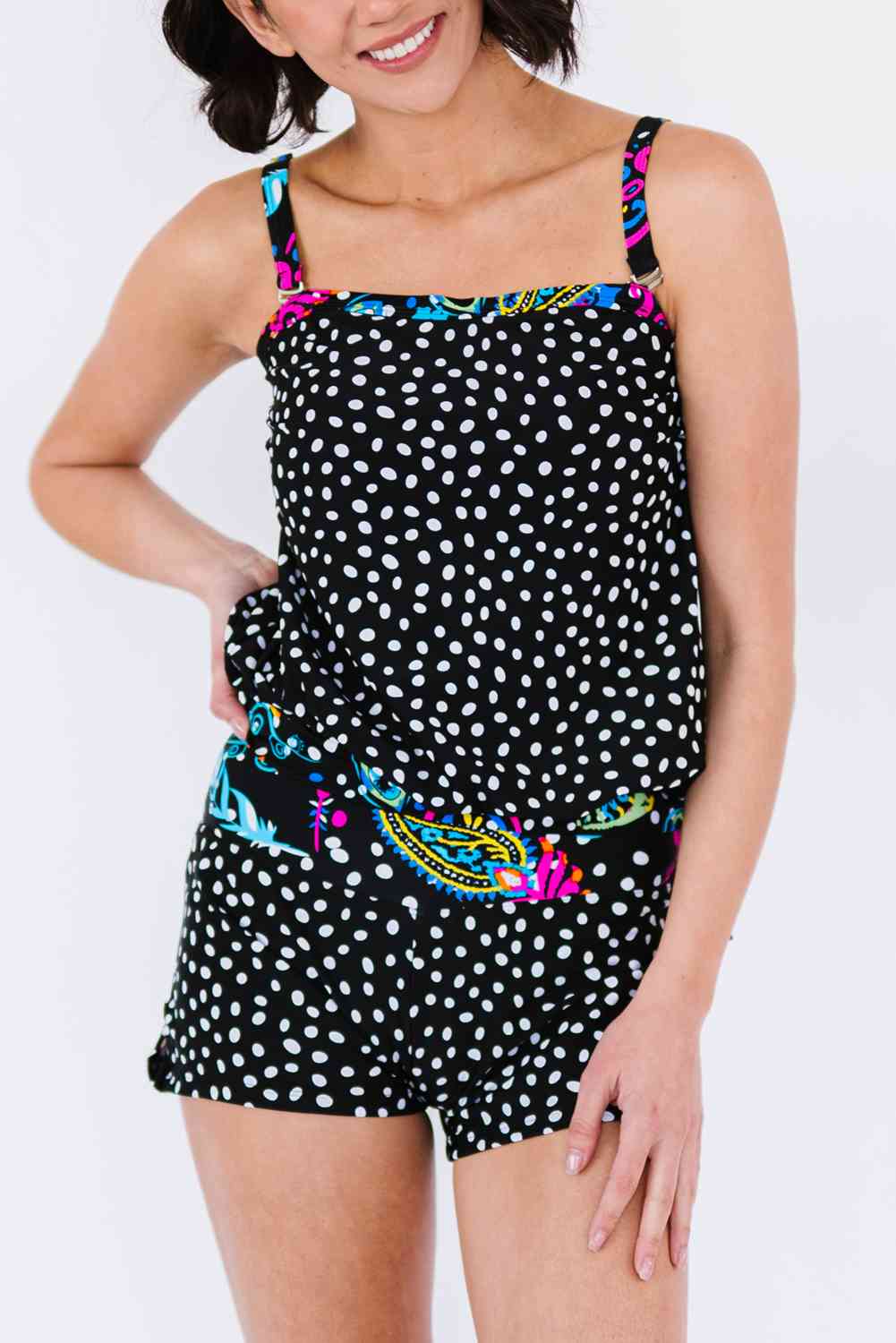 Conjunto de tankini atado estampado