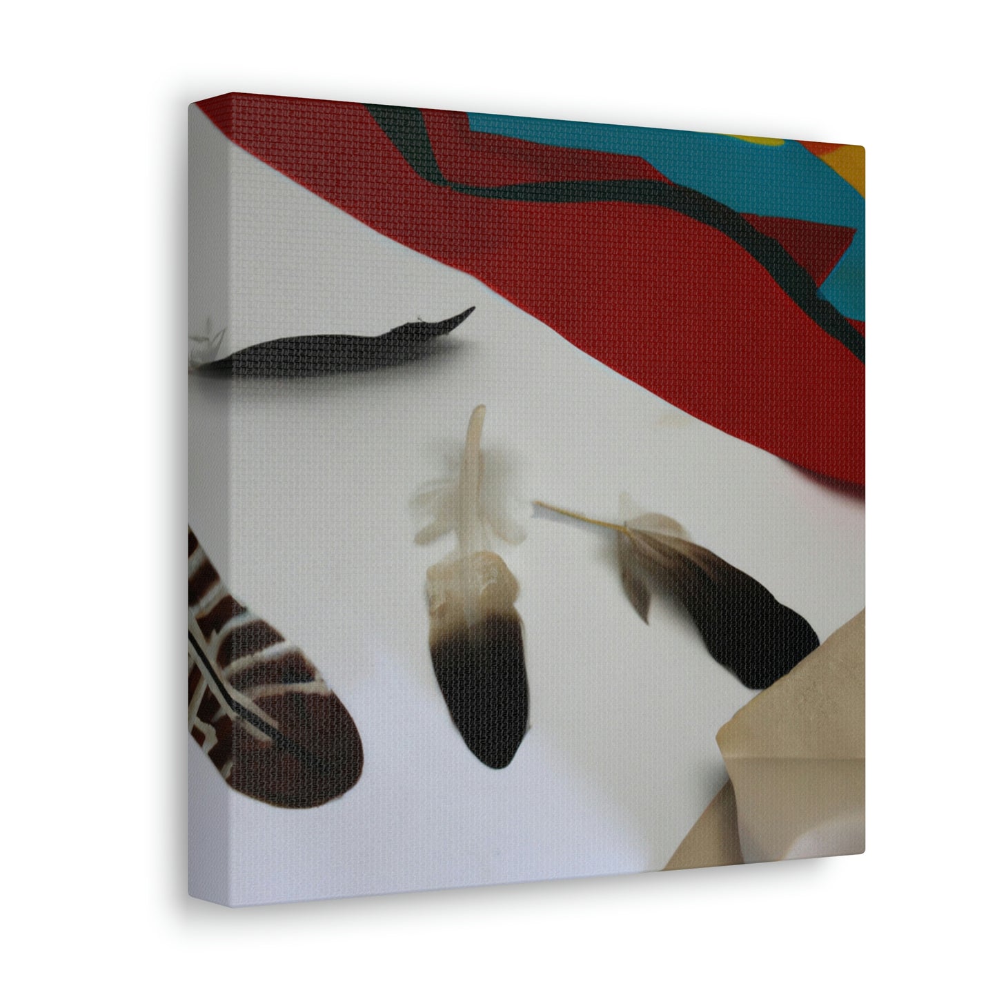 "Feathers and Fabric: A Story Unfolding Through an Unconventional Canvas" - Canvas