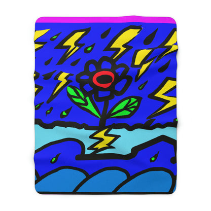 "A Bold Bloom Amidst the Storm" - The Alien Sherpa Fleece Blanket