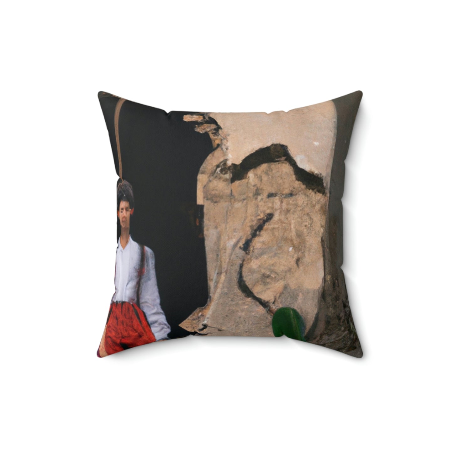 "Exploring the Forgotten Ruin" - The Alien Square Pillow