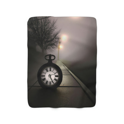 "The Lonely Clock on Foggy Lane" - Die Alien Sherpa Fleecedecke