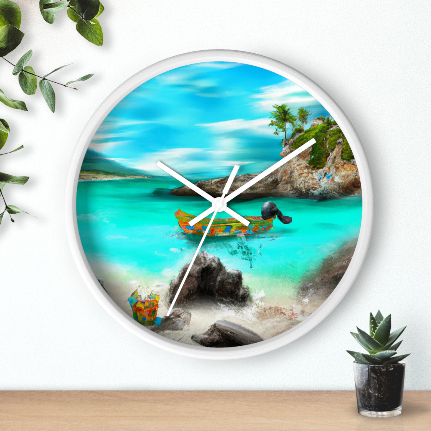 "Fiesta Caribeña en la Playa - Una Exploración Digital de la Cultura Mexicana" - The Alien Wall Clock