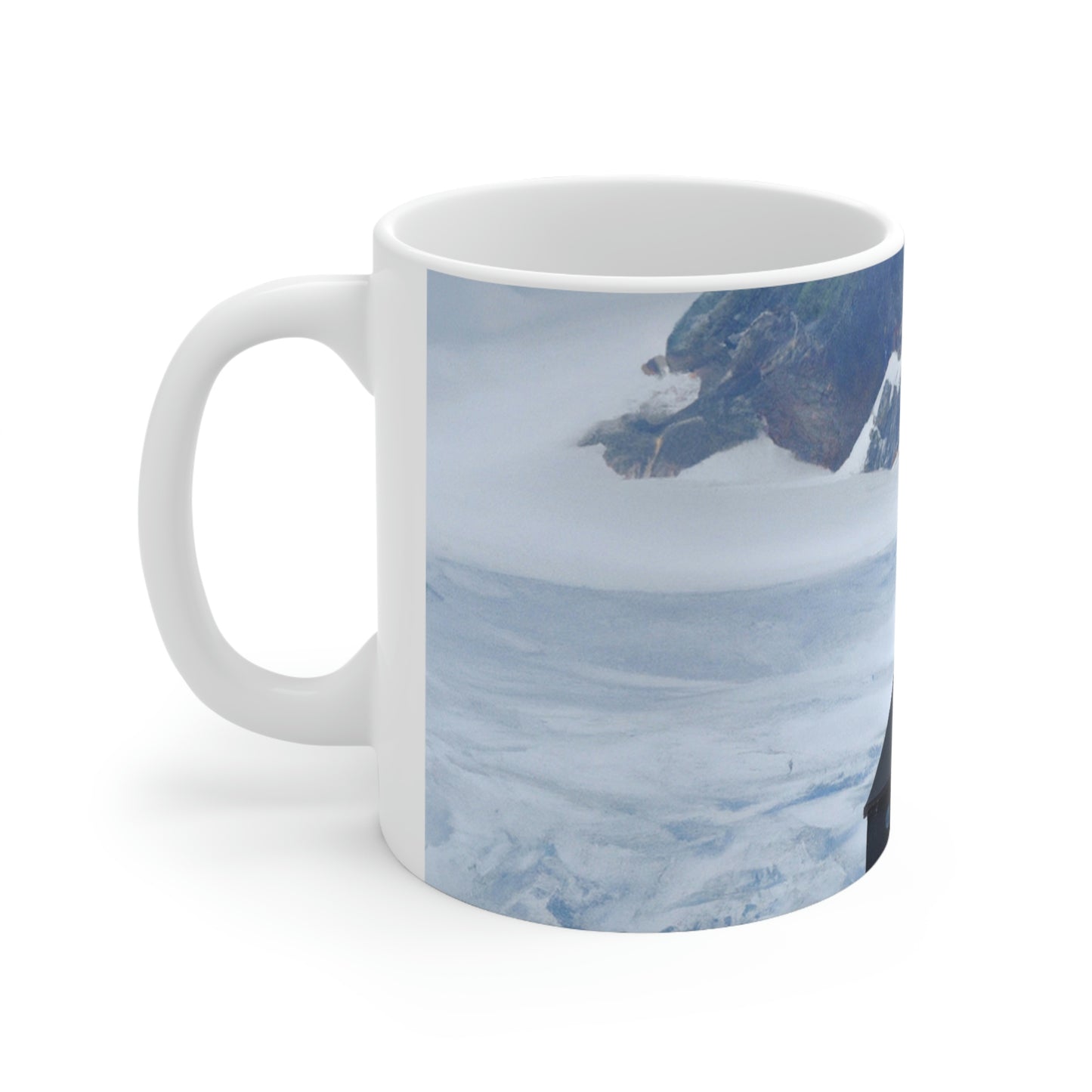 "Frozen Fears: A Haunted Glacier House" - The Alien Ceramic Mug 11 oz