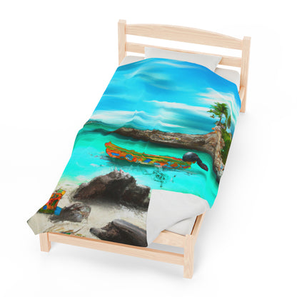 "Caribbean Fiesta on the Beach - A Digital Exploration of Mexican Culture" - The Alien Velveteen Plush Blanket