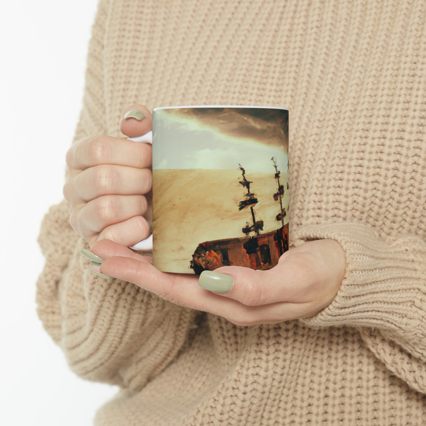 "Lost at Sea: Stranded On A Stormy Desert Island" - Taza de cerámica The Alien 11 oz