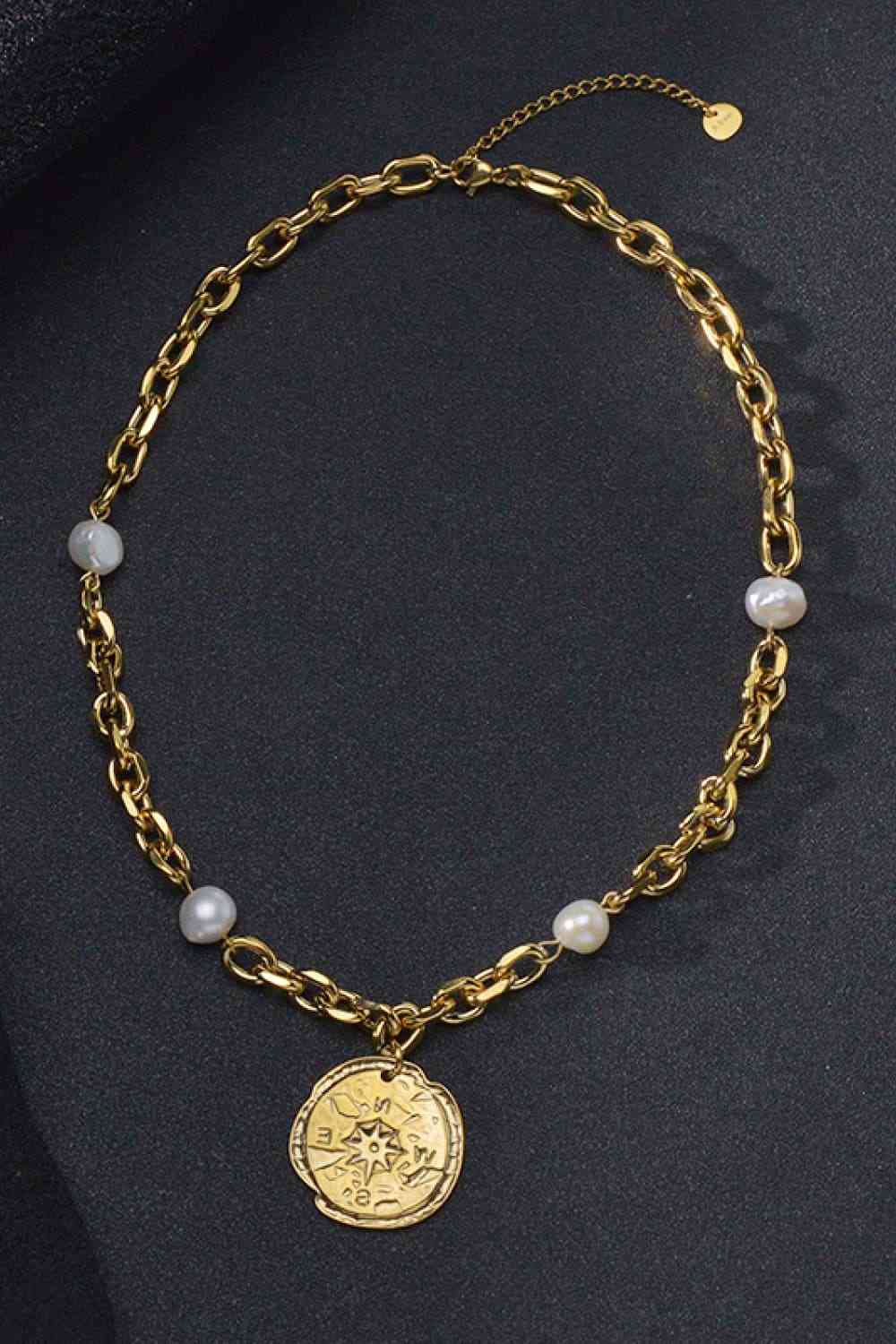 Halskette mit Anhänger und Anhänger aus Edelstahl mit Perle