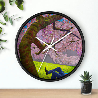 "Un momento de calma bajo las flores de cerezo" - El reloj de pared alienígena