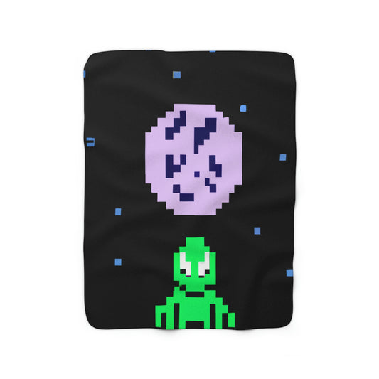 "Testigo solitario del cielo nocturno" - The Alien Sherpa Fleece Blanket Pixel Art