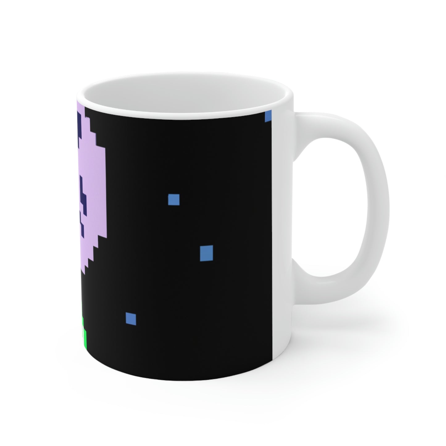 "Lonely Witness of the Night Sky" - The Alien Ceramic Mug 11 oz Pixel Art