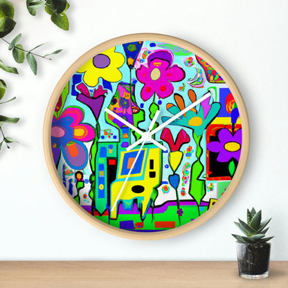 "A Mystical Garden of Rainbow Petals" - The Alien Wall Clock