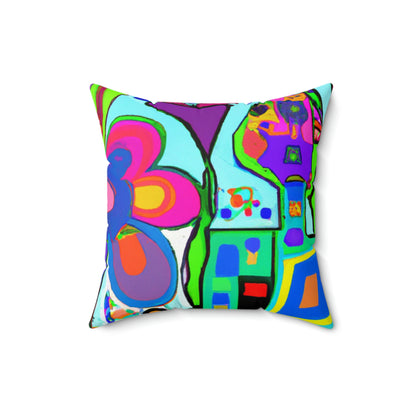 "A Mystical Garden of Rainbow Petals" - The Alien Square Pillow