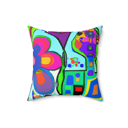 "A Mystical Garden of Rainbow Petals" - The Alien Square Pillow