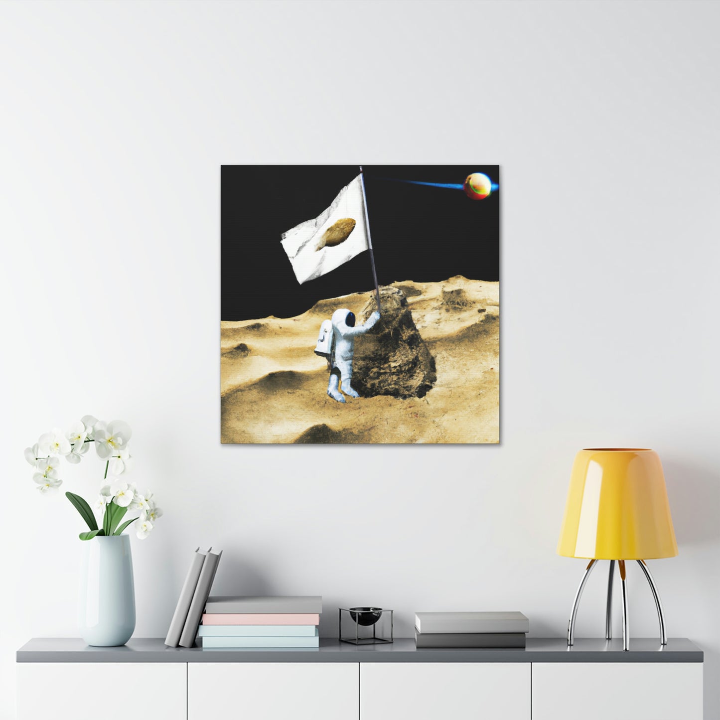 "Reclamando espacio: la plantación de la bandera del asteroide del astronauta" - The Alien Canva