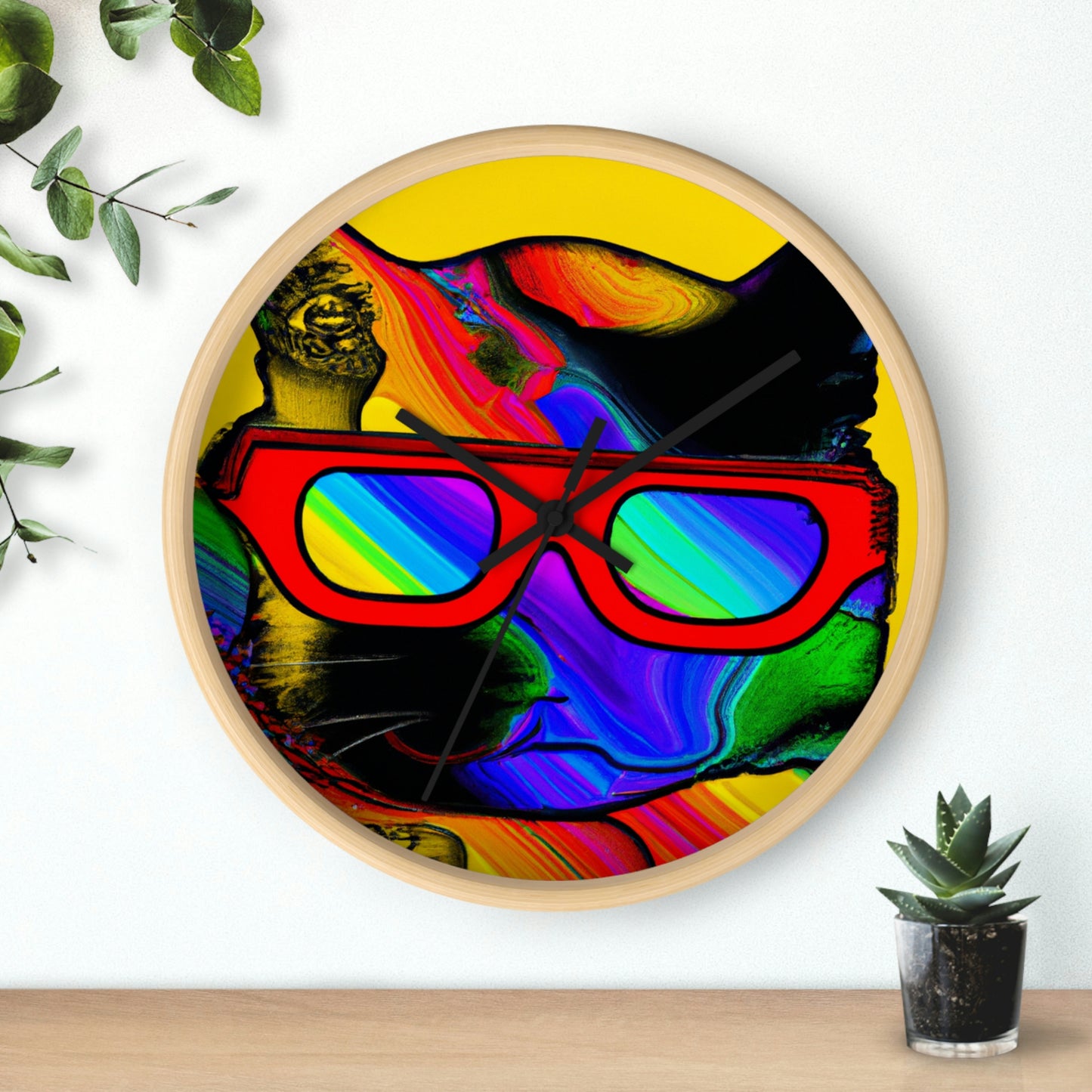 "Coole Katze mit Sonnenbrille" - Die Alien-Wanduhr