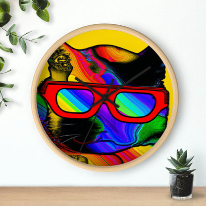 "Gato genial con gafas de sol" - El reloj de pared alienígena