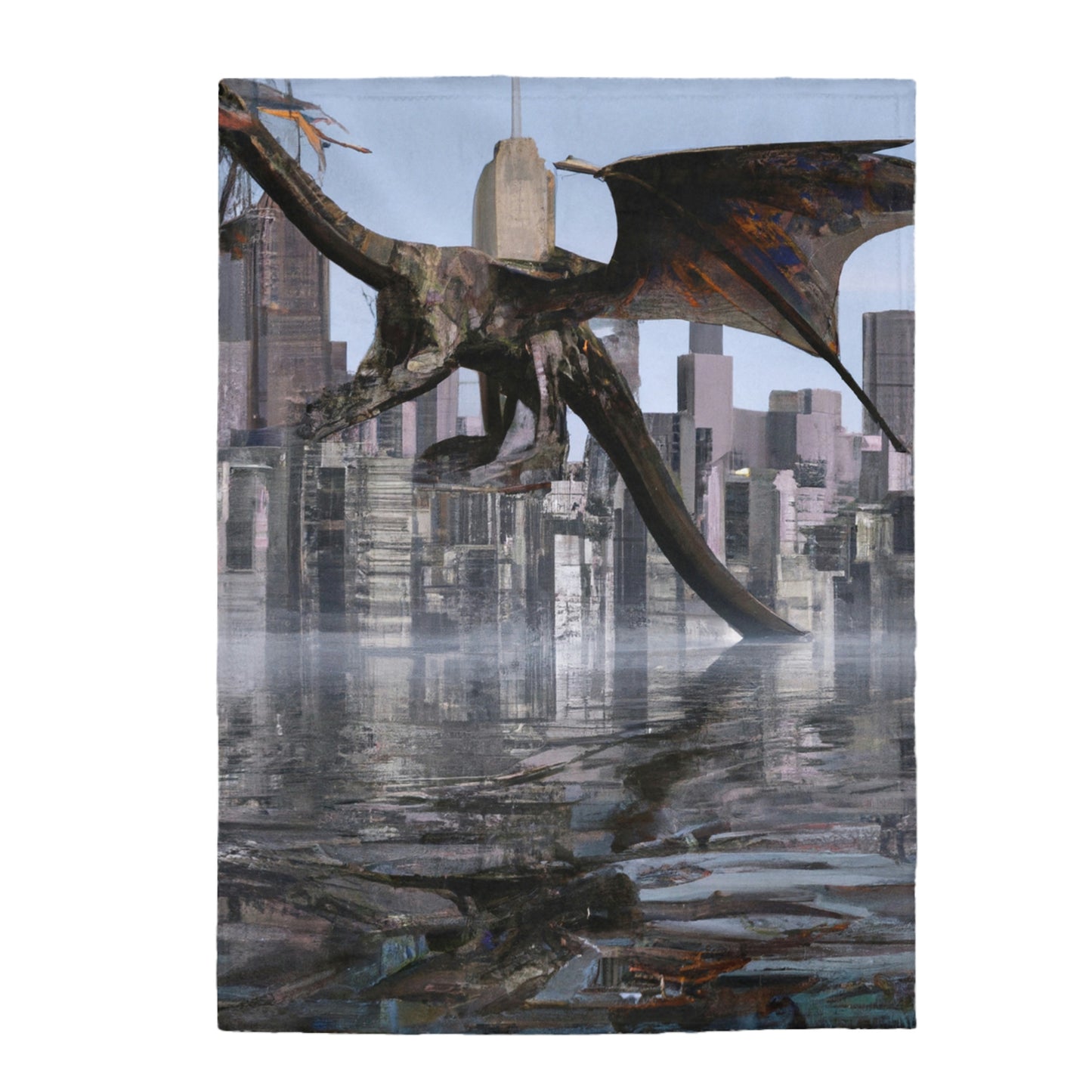 "Ascending the Deluge: A Dragon's Soaring Journey." - The Alien Velveteen Plush Blanket