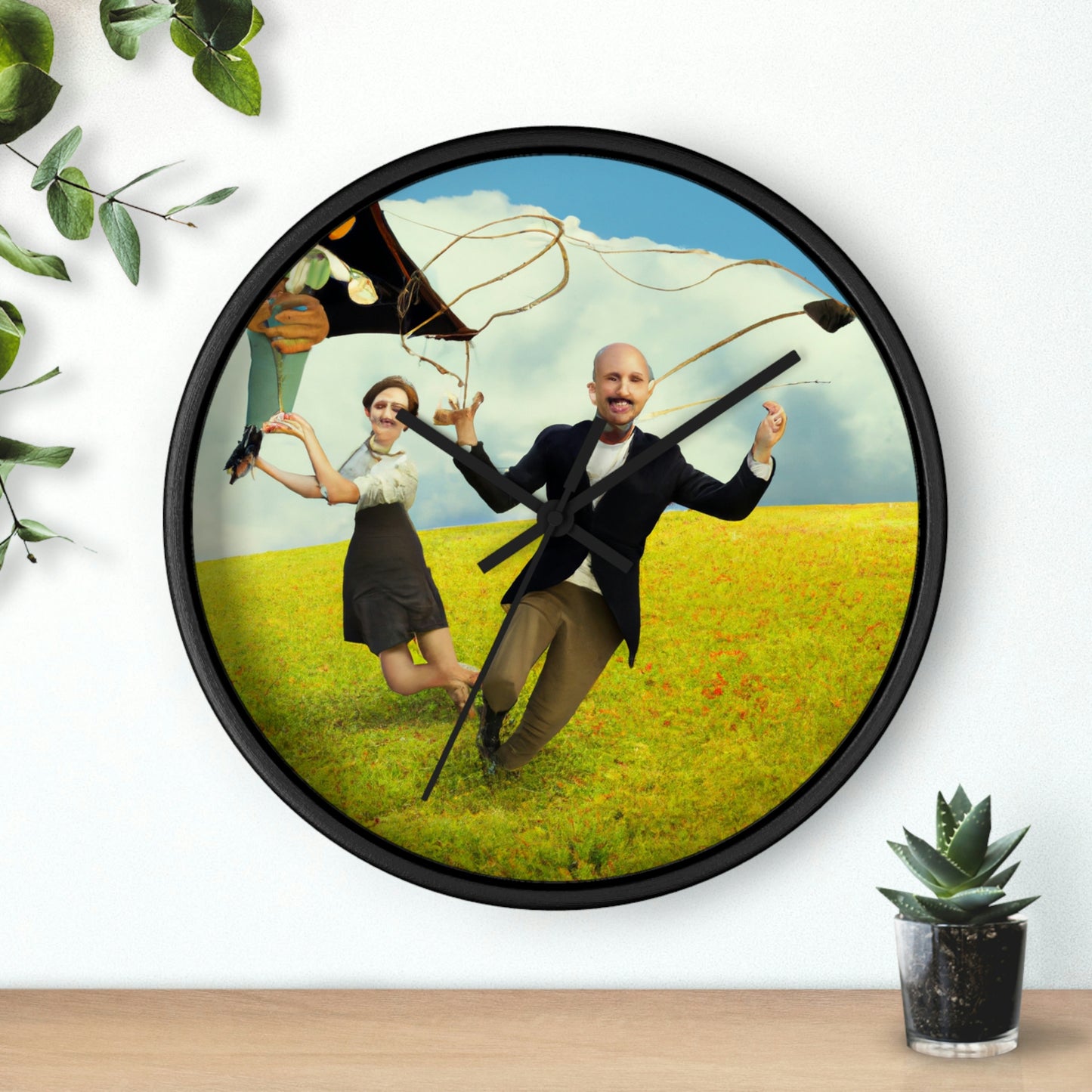 "A Kite Day in the Meadow" - The Alien Wall Clock