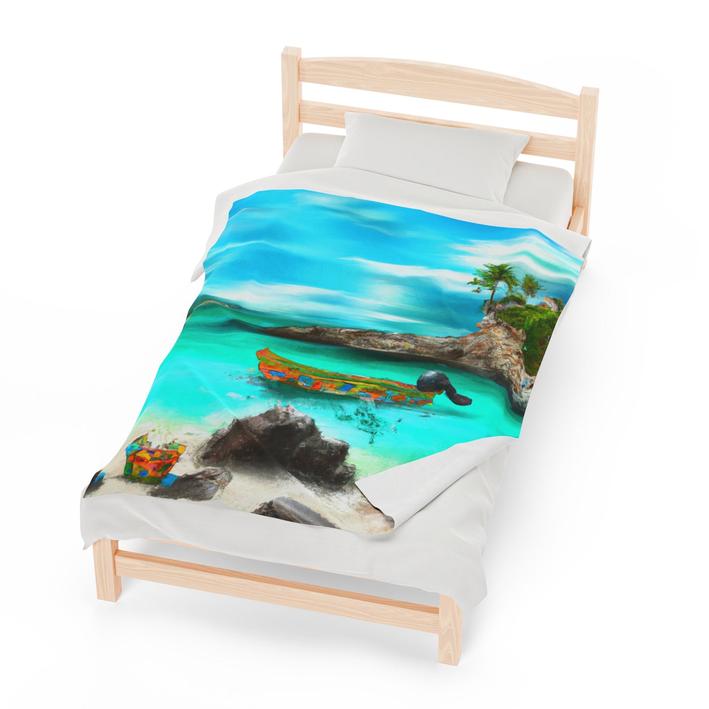 "Caribbean Fiesta on the Beach - A Digital Exploration of Mexican Culture" - The Alien Velveteen Plush Blanket