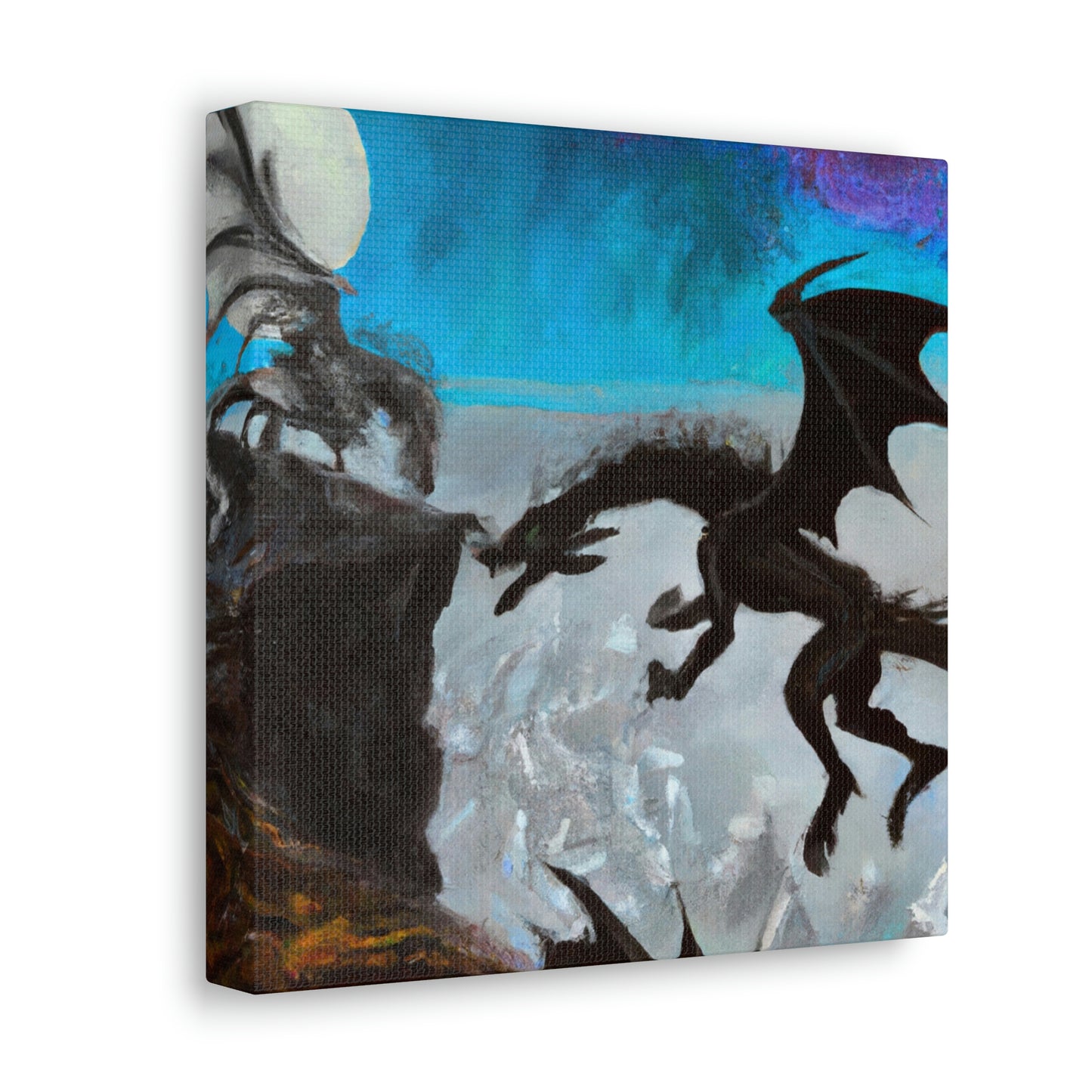 "Clash of Fire and Steel on the Moonlit Cliff" - The Alien Canva