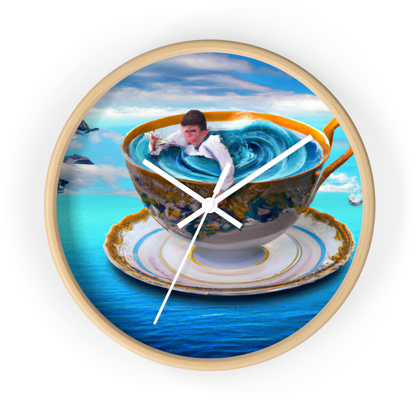 "Adrift in a China Cup: The Story of a Lost Child's Oceanic Adventure" - Die Alien-Wanduhr