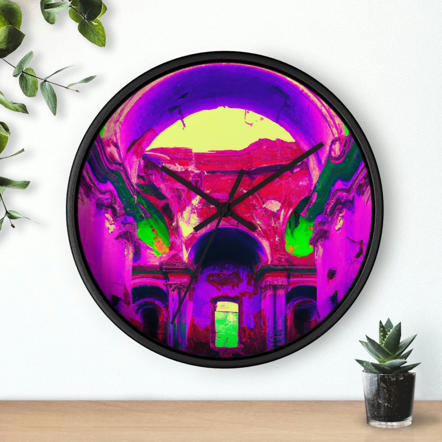 Locura mística: colores locos en la catedral olvidada - El reloj de pared alienígena