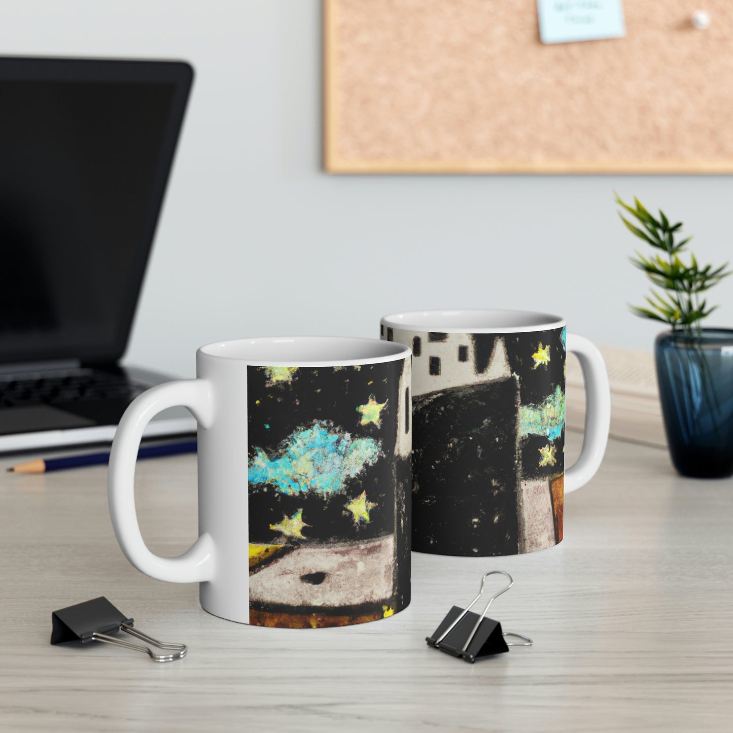 "Cosmic Oasis: A Journey to a Floating City Amid the Sea of ​​Stars" - The Alien Taza de cerámica 11 oz