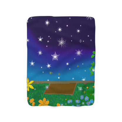 "A Celestial Garden of Color" - The Alien Sherpa Fleece Blanket