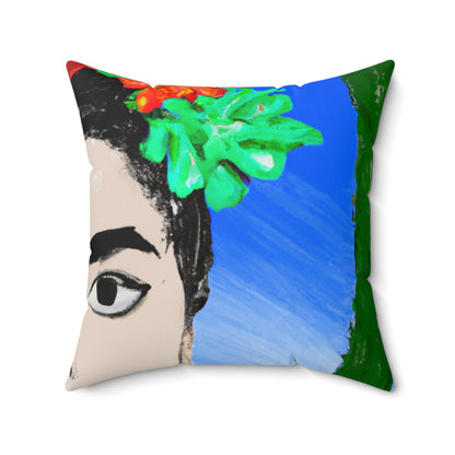 "Frida Ardiente: Pintando un ícono mexicano con cultura colorida" - The Alien Square Pillow