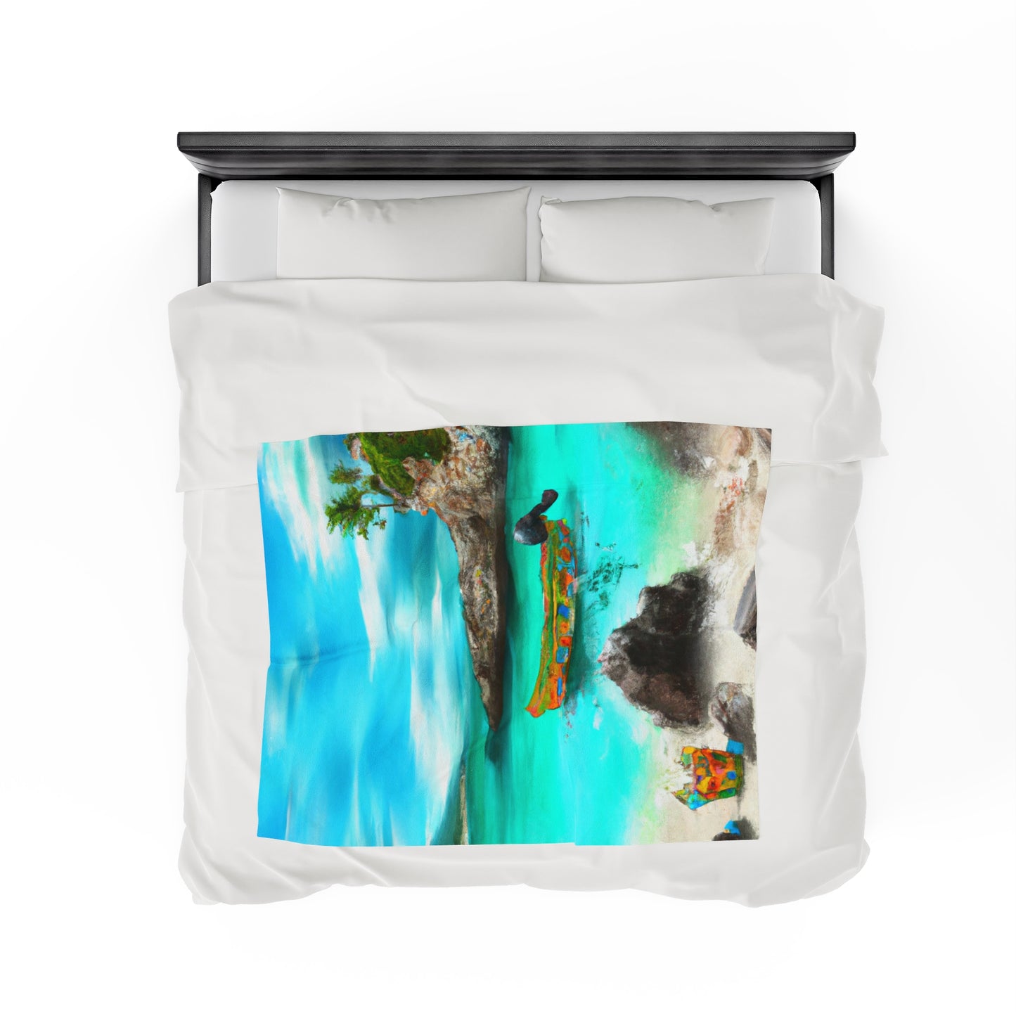 "Caribbean Fiesta on the Beach - A Digital Exploration of Mexican Culture" - The Alien Velveteen Plush Blanket