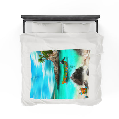 "Caribbean Fiesta on the Beach - A Digital Exploration of Mexican Culture" - The Alien Velveteen Plush Blanket