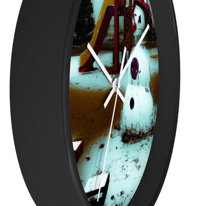 "Melancholy Snowman in a Silent Playground" - The Alien Wall Clock